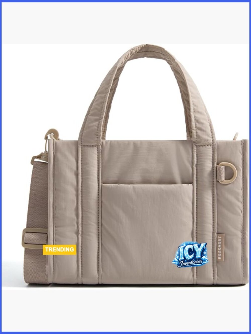 Quilted Mini Boxy Tote Bag with Zipper, Crossbody, Water Resistant